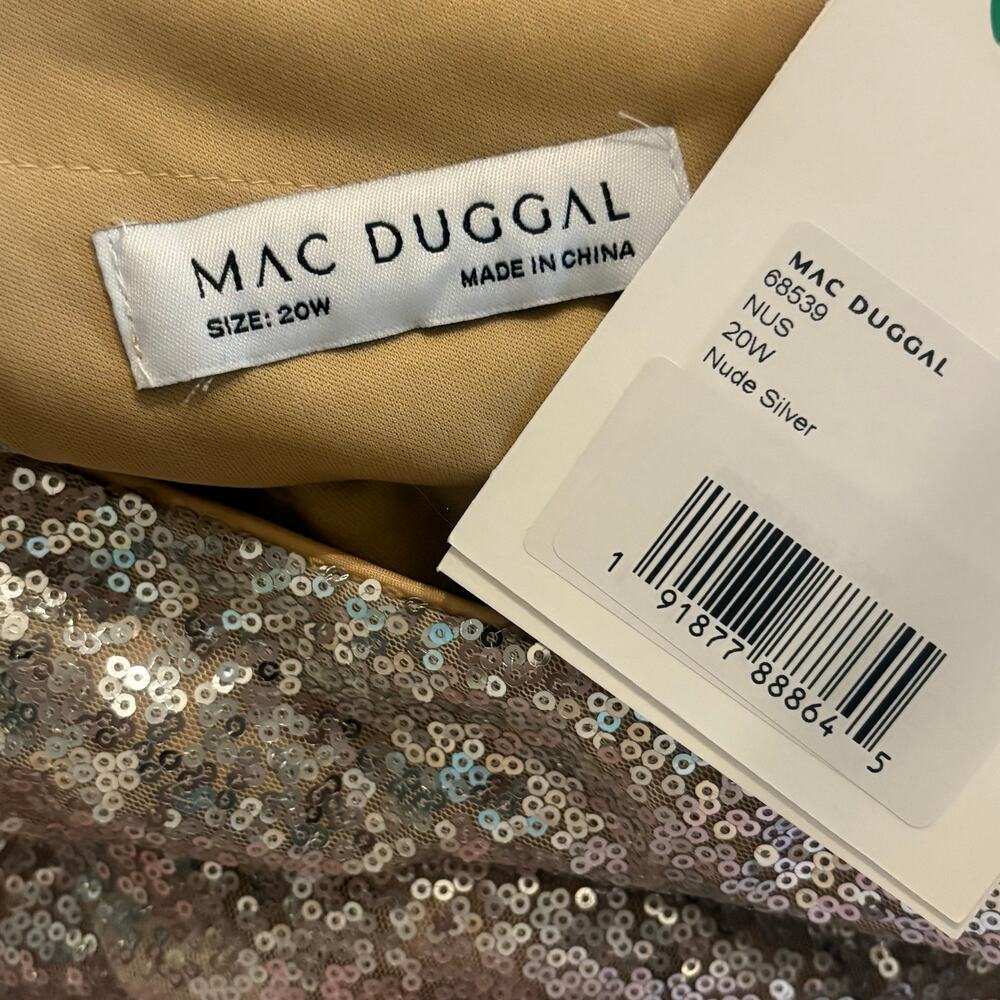 NWT Mac Duggal Silver Sequin One Shoulder Column Gown Cut Out Size 20W - Picture 4 of 6